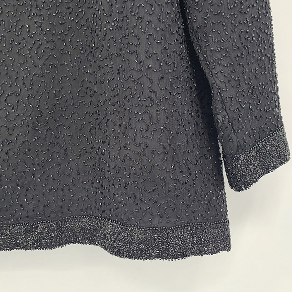 RARE! Vintage 1980s Stenay Black Beaded 100% Silk Evening Jacket -Stunning! - Picture 6 of 13